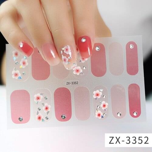 14Tips/Sheet 5D Diamond Decals Nail Art Stickers Lattice Design Full Wraps Waterproof Nail Strips DIY Manicure Decorations Woman