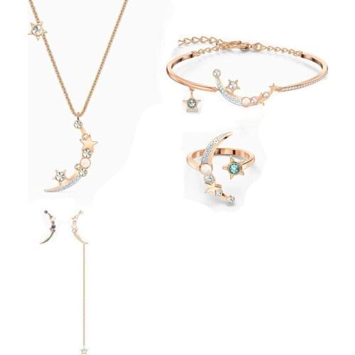 2020 Fashion Jewelry New Starry Night Set Rose Gold Moon And Star Decoration Give Women The Best Romantic Gift