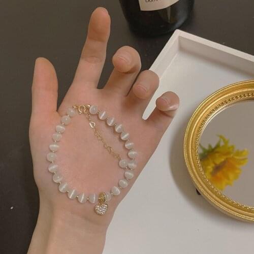 2021 New Love Opal Bracelet Female INS Niche Design Light Luxury High Sense Hand Beaded Simple Fashion Party Bracelet