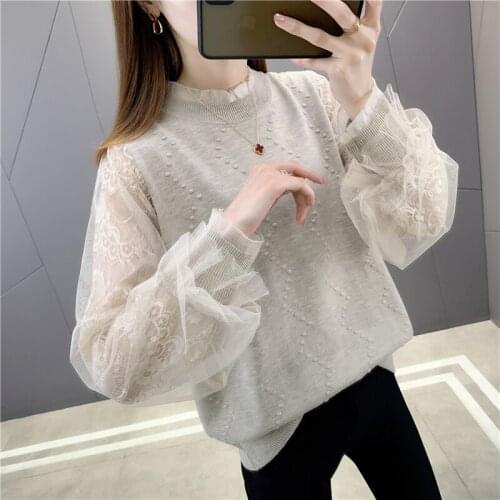 2021 Real Time-limited Room 197573, 2 Lines Under 】 Make Round Collar Stitching Bud Silk Net Yarn Knit 48