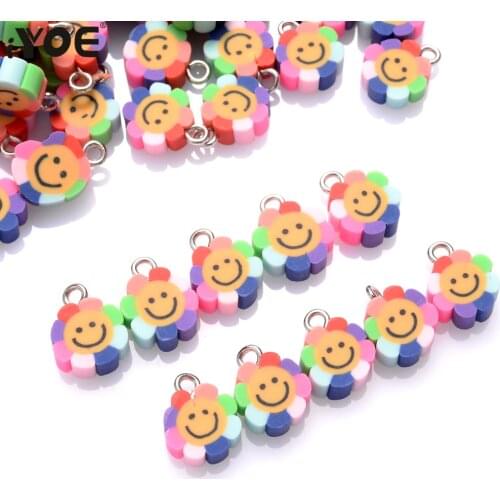 30/50/100pcs Colorful Sunflower Beads Polymer Clay Beads Spacer Beads DIY Necklace Bracelet Earring Jewelry Finding Making