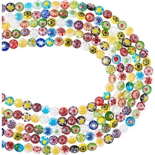 5 Strands Mixed Color 6/8/10/14mm Handmade Millefiori Glass Bead Strands for Jewerly Making DIy Bracelet Necklace Findings