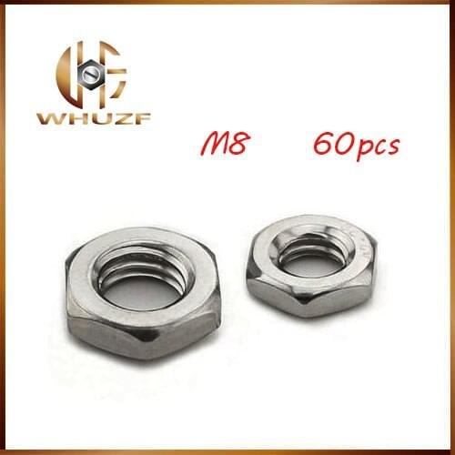 60pcs M8 M8 nuts m8 rivet nut stainless Steel Fine Thread Hex Hexagon Thin Nut free shipping