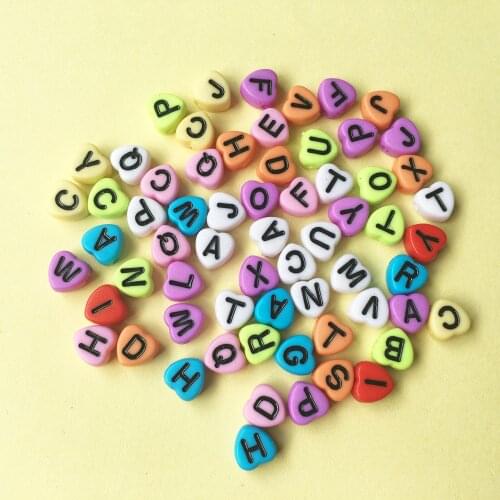 Acrylic Letter Beads Solid Colors Black Acrylic Alphabet Heart Spacer Beads Loose DIY Jewelry Bracelet Spacer Bead 4*7mm 3400pcs