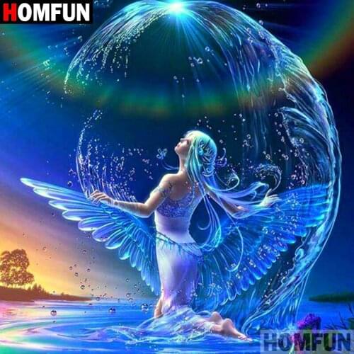 HOMFUN Full Square/Round Drill 5D DIY Diamond Painting "Angel girl" 3D Embroidery Cross Stitch 5D Home Decor A07594