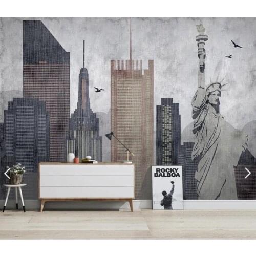 American Vintage City Statue Of Liberty View Wallpaper 3D Wall Mural Waterproof Canvas Murals Wall Painting Pastoral Wallpaper