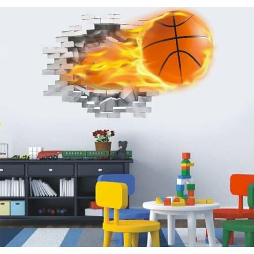 Basketball Broken PVC Wall Stickers Bedroom Wall Decoration Sports Ball Wall Decals