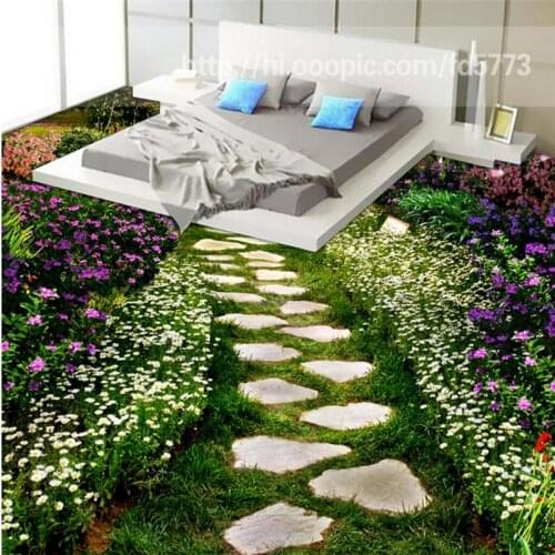 Beibehang Photo Thickening Wearable PVC Floor Paintings Pasta Creative Flowers Trees Bathroom Bathroom Bedroom 3D Floor