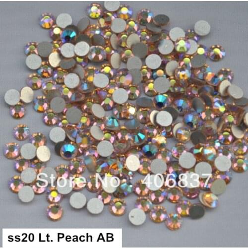 Free Shipping! 1440pcs/Lot, ss20 (4.8-5.0mm) Light Peach AB Flat Back Non Hotfix Glue On Nail Art Rhinestones