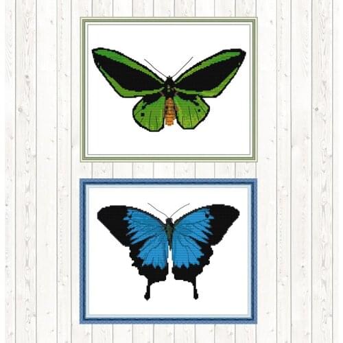 BIRDWING BUTTERFLY 14ct 11ct Count Canvas DIY Handmade DMC Cotton Thread Printed Canvas Cross Stitch Sets Needlework Embroidery