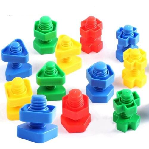Montessori Screwing Screws Matching Childrens Educational Toys Desktop Building Blocks Toys Nut Shape Cognitive Toys