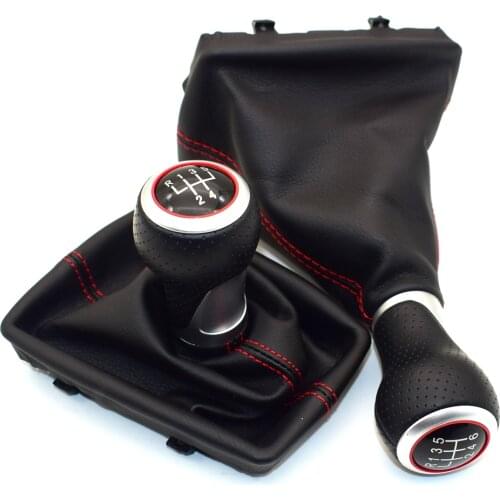Red Gear Shift Knob Lever Stick Pen Gaiter Boot Cover For Audi A4 S4 B8 8K A5 8T Q5 8R S Line 2007-2015 Car Accessories