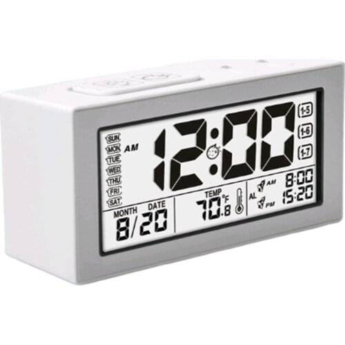 Large Screen Bedroom LCD Digital Alarm Clock Snooze Function Night Light