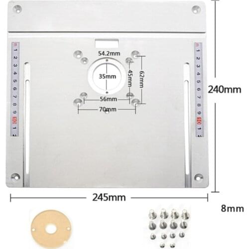 J2FA 245X240X8mm Router Table Insert Plate Aluminum White Board Trimming Machine Flip Board for Woodworking