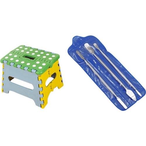 3PCS Prying Prying Tool Mobile Phone Tablet Metal Pry Bar & 1PCS Folding Step Stool Portable Chair Seat