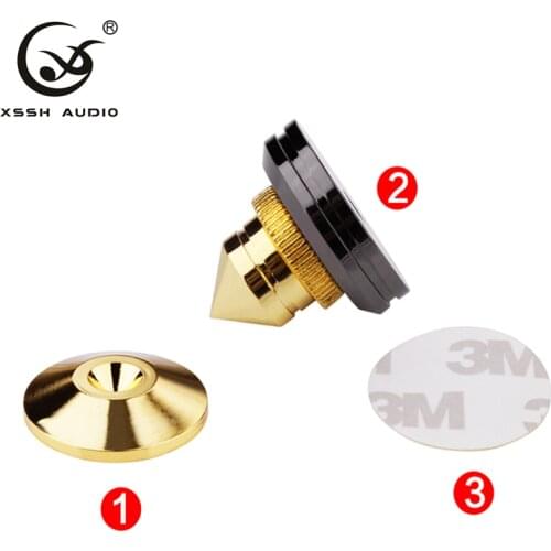 XSSH 8pcs Solid Steel Speaker Spike Isolation Feet Brass Cone CD Amplifier Stand HIFI audio