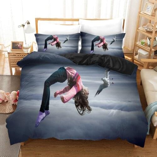 Cloud Sky Duvet Cover Set Jump Creative Design Decorative Bedroom 2/3 Piece Bedding Set with Pillow Shams for Teens Home Textile