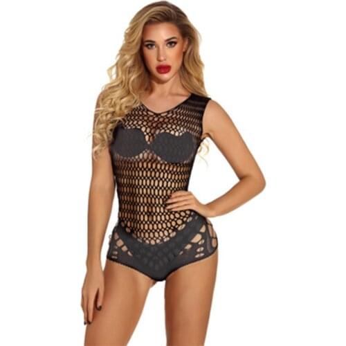 New Arrivals European Style Women Sexy Lingerie Set Lace Openwork Bodysuit Lingerie Suspenders See-through Dress Costumes