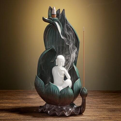 Creative Zen ceramic ornaments: little monks living room sandalwood stove, aromatherapy stove, lotus backflow incense stove