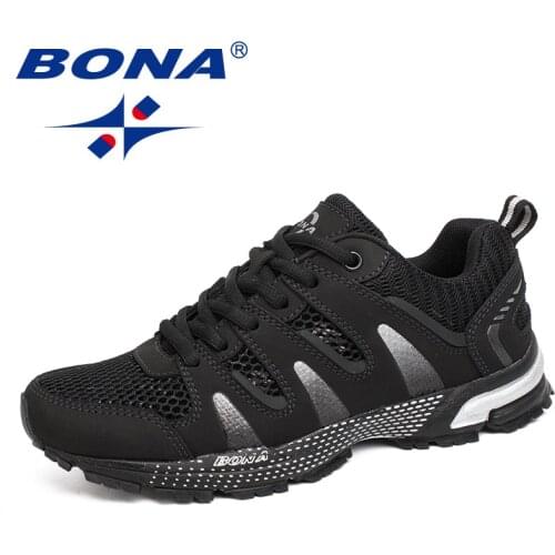 BONA New Running Shoes For Men Outdoor Breathable Women Jogging Shoes Mesh Light Sneakers Comfortable Lace Up Sports Shoes