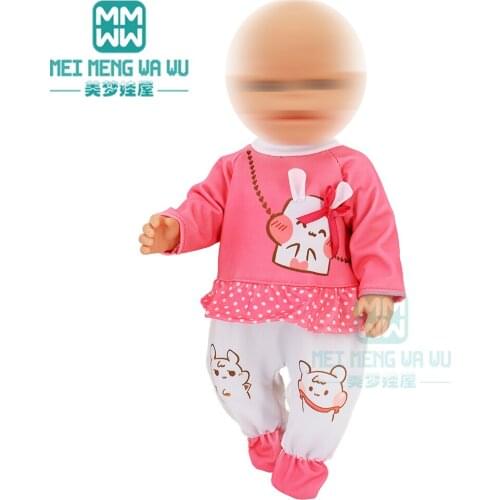 Doll clothes for 43cm toy new born doll pink Cartoon baby jumpsuit