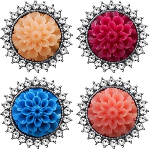 KZ3510 Three-dimensional style Flower Daisy Crystal metal 18MM snap buttons fit 18mm snap bracelet snap jewelry wholesale