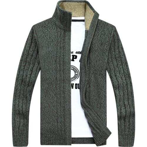 MANTLCONX New Mens Sweaters Autumn Winter Warm Thick Cardigan Coats Mens Zipper Sweaters Male Casual Solid Color Knitwear Brand