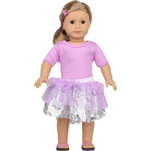 2021 New Pattern Clothes T-shirt Gauze Sequin Skirt Suit Fit 18 Inch American&43cm Baby New Born Doll Clothes Accessories