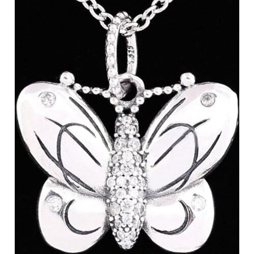 Original Vintage Spring Butterfly With Crystal Pendant Beads Fit 925 Sterling Silver Bead Charm Europe Bracelet DIY Jewelry