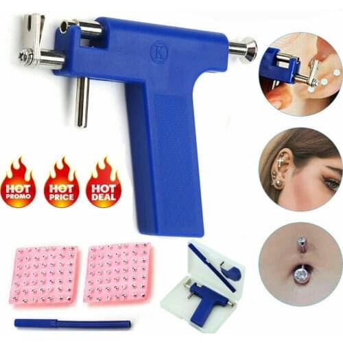 Ear Piercing Gun Set with Ears Studs Tools Ear Nose Lip Body Navel Piercing Tool Disposable Sterile with 98pcs Ear Studs Gun Kit