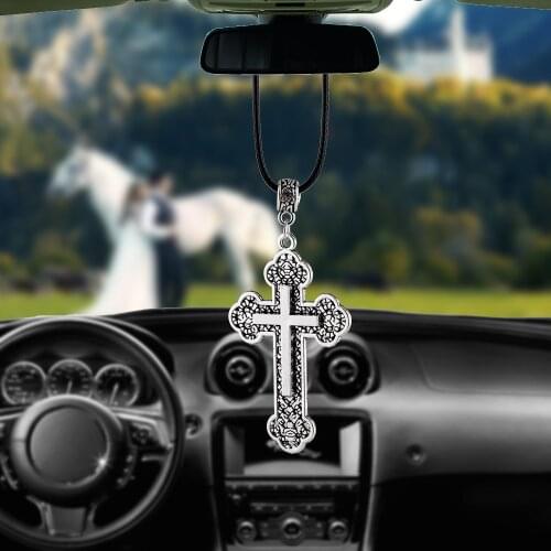 Car Pendant Rearview Mirror Decoration Jesus Cross Hanging Ornaments Automobiles Interior Car Accessories Gifts For Our Family