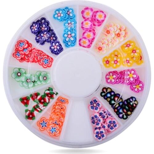 Polymer Clay Nail Art Flowers,5mm 120pcs/lot 3d Mix Design Fimo Slicing Nail,DIY Beauty Manicure Wheel Nail Decoration Tools