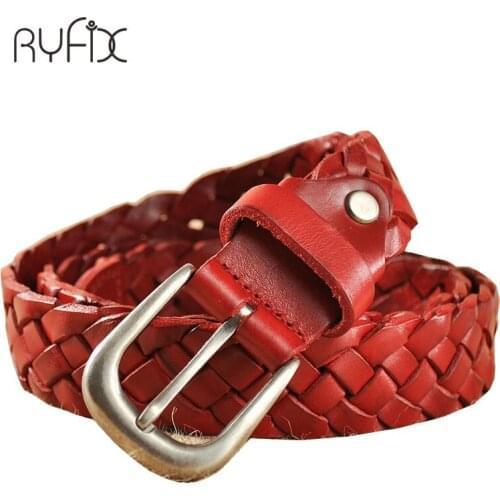 Casual Knitted cowhide Belt Luxury Genuine Leather Western Style for Dress BL335
