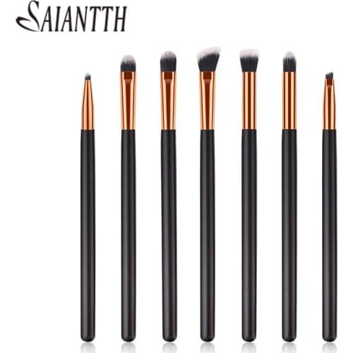 SAIANTTH 7pcs 8pcs 10pcs 14pcs 16pcs Professional Makeup Brushes black gold wooden Handle fan face eyes make up kit unicornio