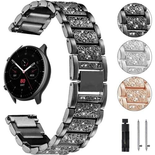 20 22mm Womens Diamond Wrist Band for Amazfit GTR 42/47mm 2/2e Watch Watchband for Huami Amazfit GTS 2/Bip Watch Strap Bracelet