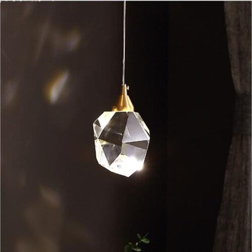 Light luxury post-modern copper chandeliers Simple dining room living room cafe bar aisle lighting Crystal chandeliers