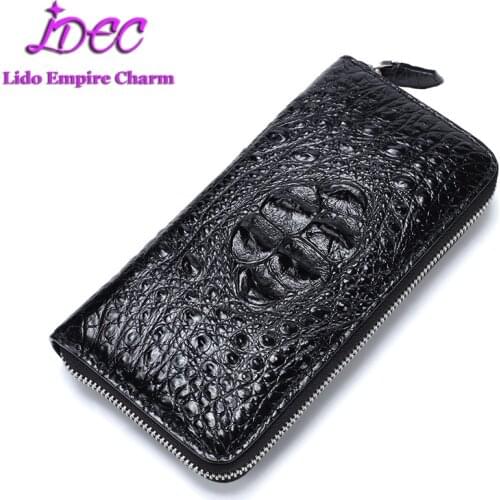 Luxury Brand Men Wallet Genuine Crocodile Skin Clutch Wallet Alligator Skin Leather Purse Zipper minimalist wallet