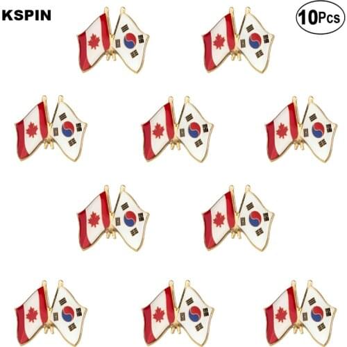 Canada & South Korea Flag Lapel Pin Flag badge Brooch Pins Badges 10Pcs a Lot