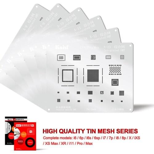 Kaisi BGA Reballing Stencil for IPhone 6 6s 7g 8P X XS 11 Pro Max 0.12mm Thickness IC Chip Reballing Repair Solder Template