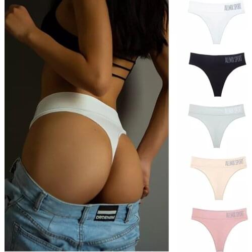 Womens Cotton Panties Sexy G-string Underwear Female Underpants Thong Solid Color Woman Female Intimate Lingerie Briefs Pantys