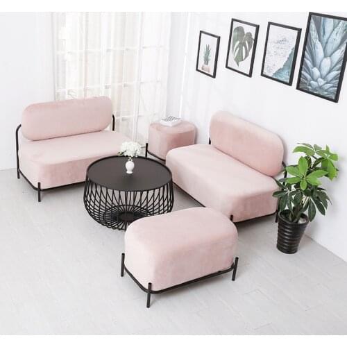 Chinafurniture fabric sofa combination small apartment living room simple coffee shop coffee table removable and washable sofa