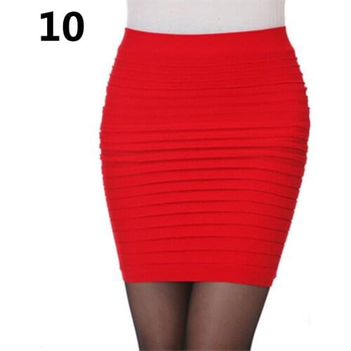 Ladies Fashion Sexy Clubwear Tight Pencil Pleated Tuck Bodycon Mini Short Skirt