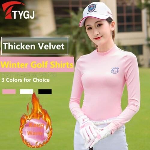 Women Golf Clothing Elastic Fabric Long Sleeves Bottom Warm Thermal Underwear Shirt For Woman Windproof Tennis Run Golf Shirts