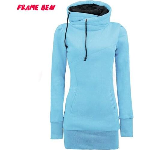 FRAME BEN 2019 New Autumn Women Hoodie Sweatshirt Plus Velvet Pockets Sweatshirts Female Casual Solid Sweatshirts Hooded