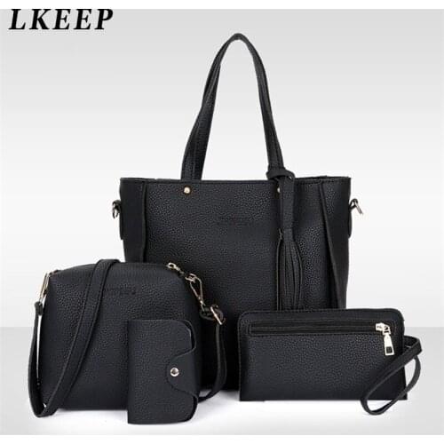Women Handle Bags Female Composite Bags New Women Messenger Bags Handbag Set PU Leather Wallets Key Bag Card Package Set