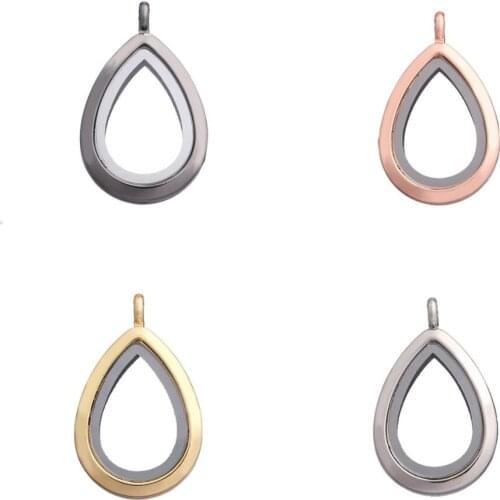 1pcs Little teardrop Water drop Floating Memory Plain Locket Necklace Round Living Magnetic Glass Lockets pendant NO Chain