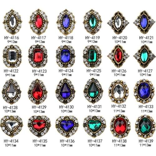 10pcs/lot Japanese Retro Manicure 3D Alloy Nail Art Oval heart drop Horse eye Metal Nails art Rhinestone Decoration nail charms