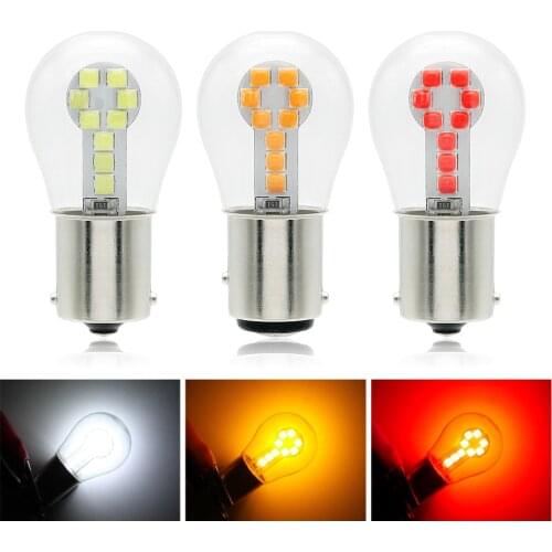 2Pcs 1156 BA15S 1157 BAY15D LED Car Turn Signal Lamp 12V 18SMD 3030 Auto Backup Brake Light Reverse Bulb