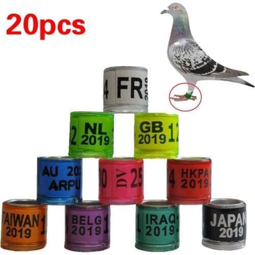 20pcs Bird Pigeon Foot Ring Aluminum Plastic Material Multicolor Foot Ring With Number Letter Bird Foot Sign Rings Pigeon Tools