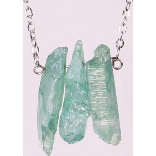 24pcs/lot Pure Handmade Rough Multicolour Pink Blue Quartz Purple Crystal Point Beads Pendant Chip Necklace Making Free Shipping